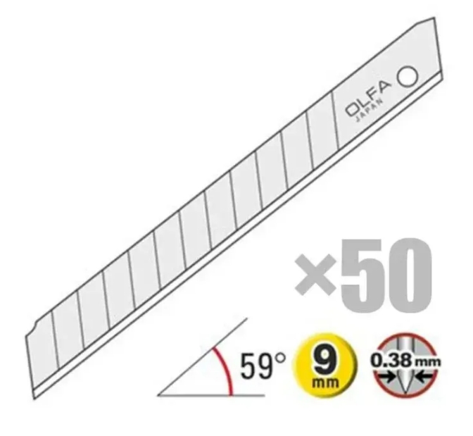 Лезвия OL-AB-50S (GT 116) нержавеющей стали 9 мм, 50 шт