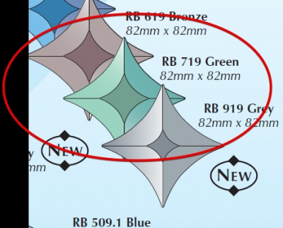 RB 719 Green : Фацет звезда зеленый 82 х 82 мм