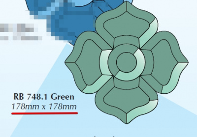 RB 748.1 Green (~DB99): Фрамужный набор фацетов, зеленый ( 5 элементов), 178 х 178 мм