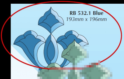 RB 532.1 Blue: Фрамужный набор фацетов, синий (5 элементов), 193 х 196 мм