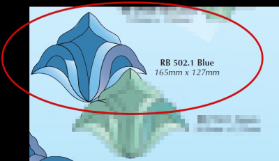 RB 502.1 Blue (~DB43): Фрамужный набор фацетов, синий (3 элемента), 165 х 127мм