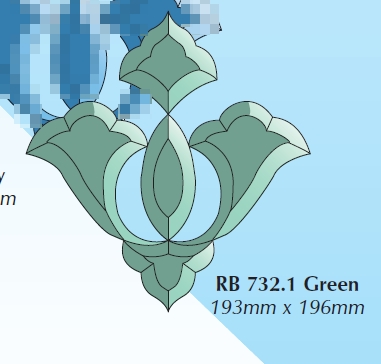 RB 732.1 Green: Фрамужный набор фацетов, зеленый (5 элементов), 193 х 196 мм