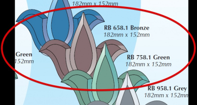 RB 658.1 Bronze (~DB189): Фрамужный набор фацетов, (3 элемента), 182 х 152 мм