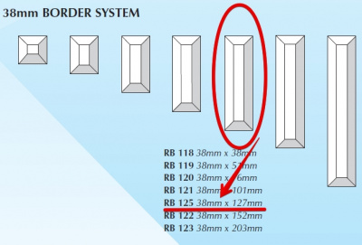 RB 125 (DB223): Фацет прямоугольниый 38 х 127 мм